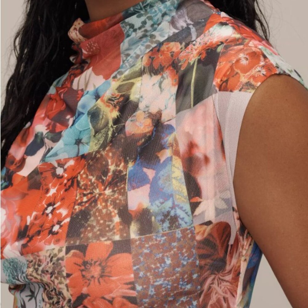 NWR Anthropologie The Maya Ruched Cowl-Neck Dress: Mesh Edition. Small - Picture 3 of 6